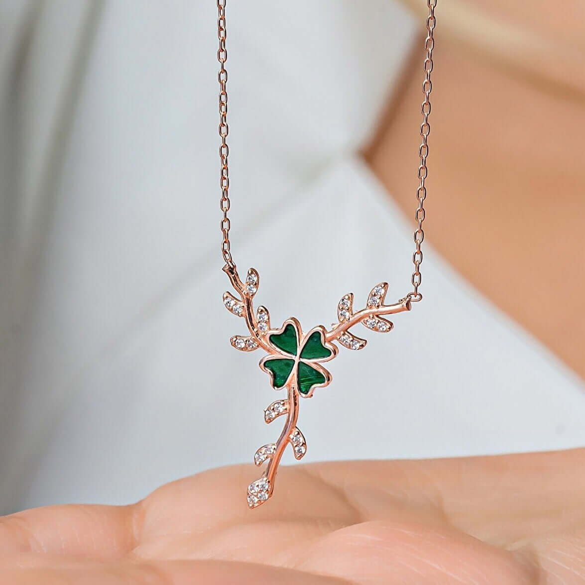 Lucky Charm Rose Gold Plated Silver Clover Necklace