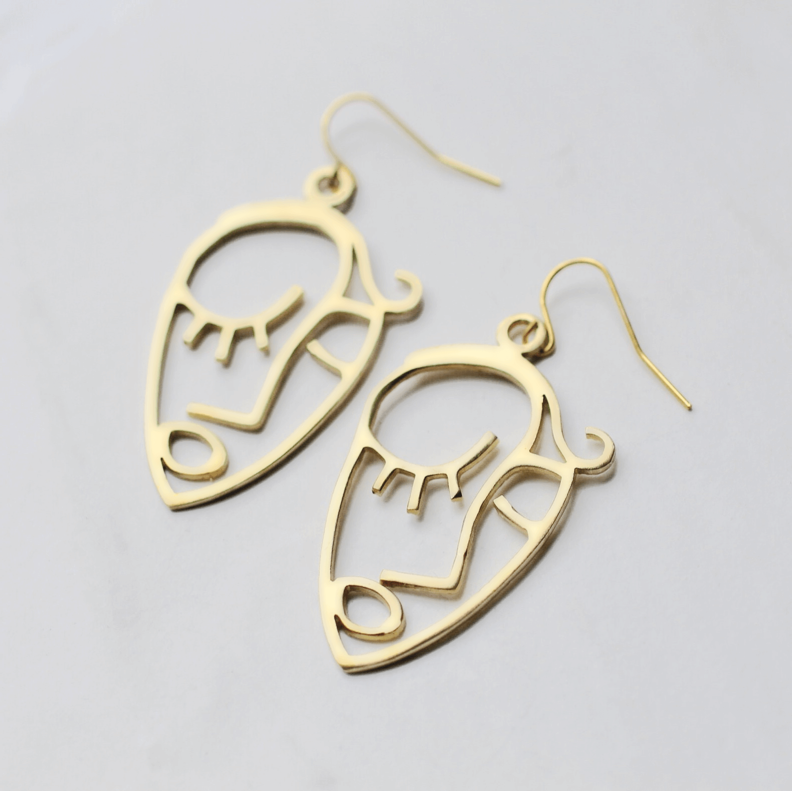 Twins Silhouette Hollow Out Face Dangle Hook Earrings