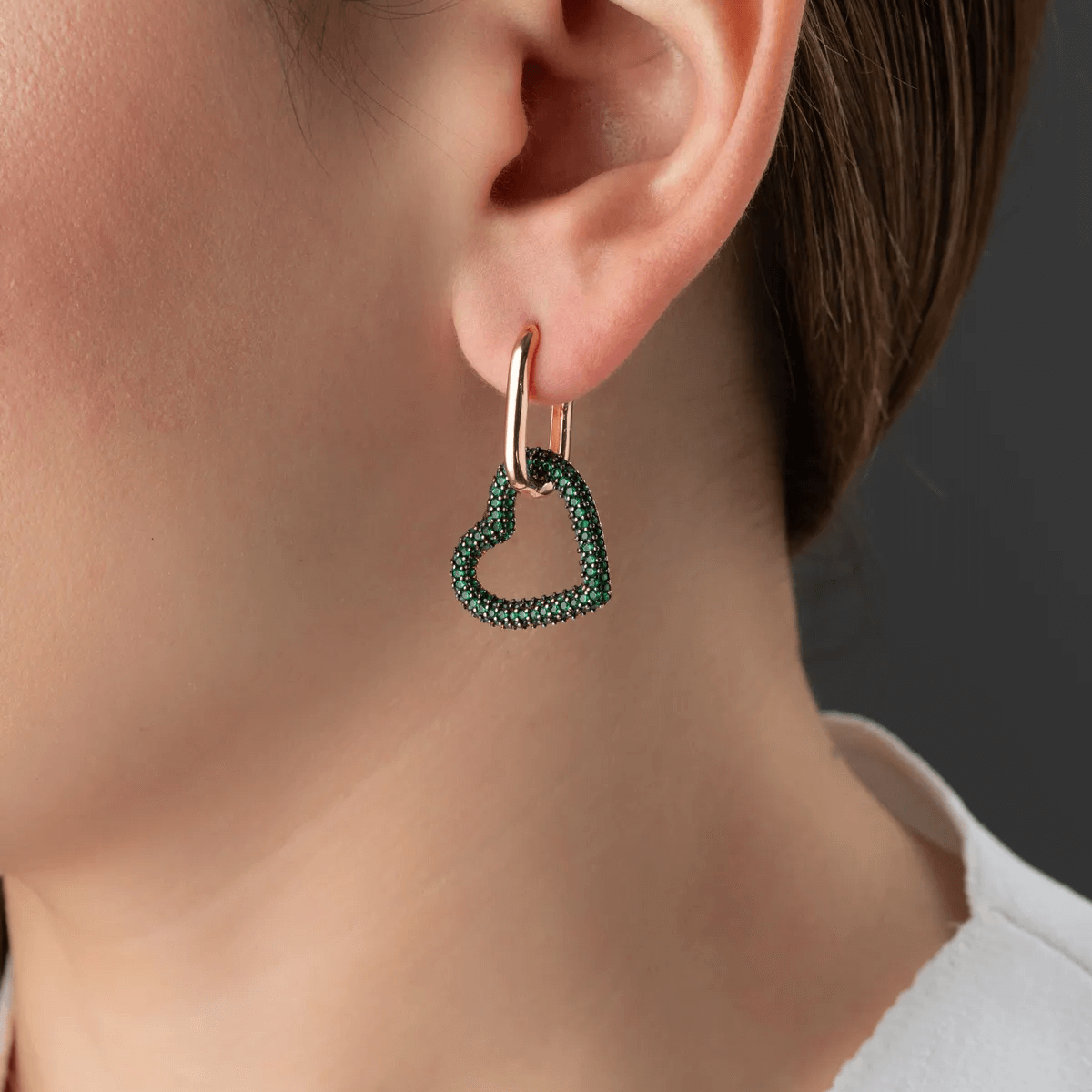 Huggie Earrings with Dangle Cluster Gemstone Charms - Image 11