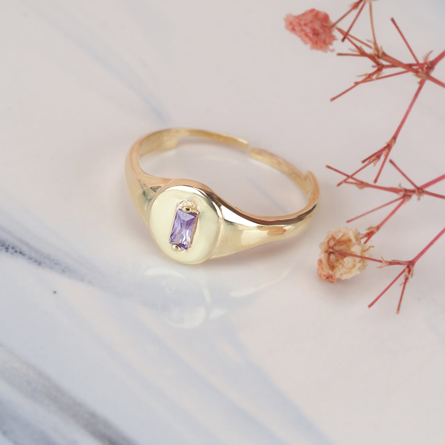 Women's Dainty Signet Wrap Ring with Birthstone - Image 5