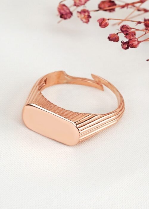 Adjustable Silver Signet Ring for Women Trendy Jewelry