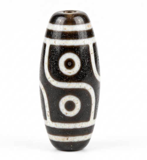 藏式天珠手工品 黑白条纹眼纹图案 Tibetan Dzi Bead Handmade Agate Oriental Style